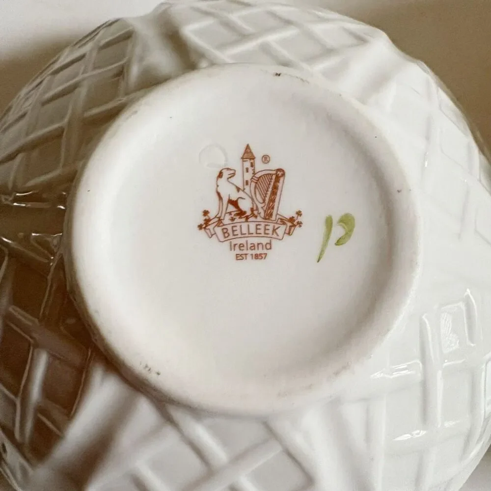 Belleek Ireland Porcelain Bowls set of 2 Shamrock Irish Dish 6